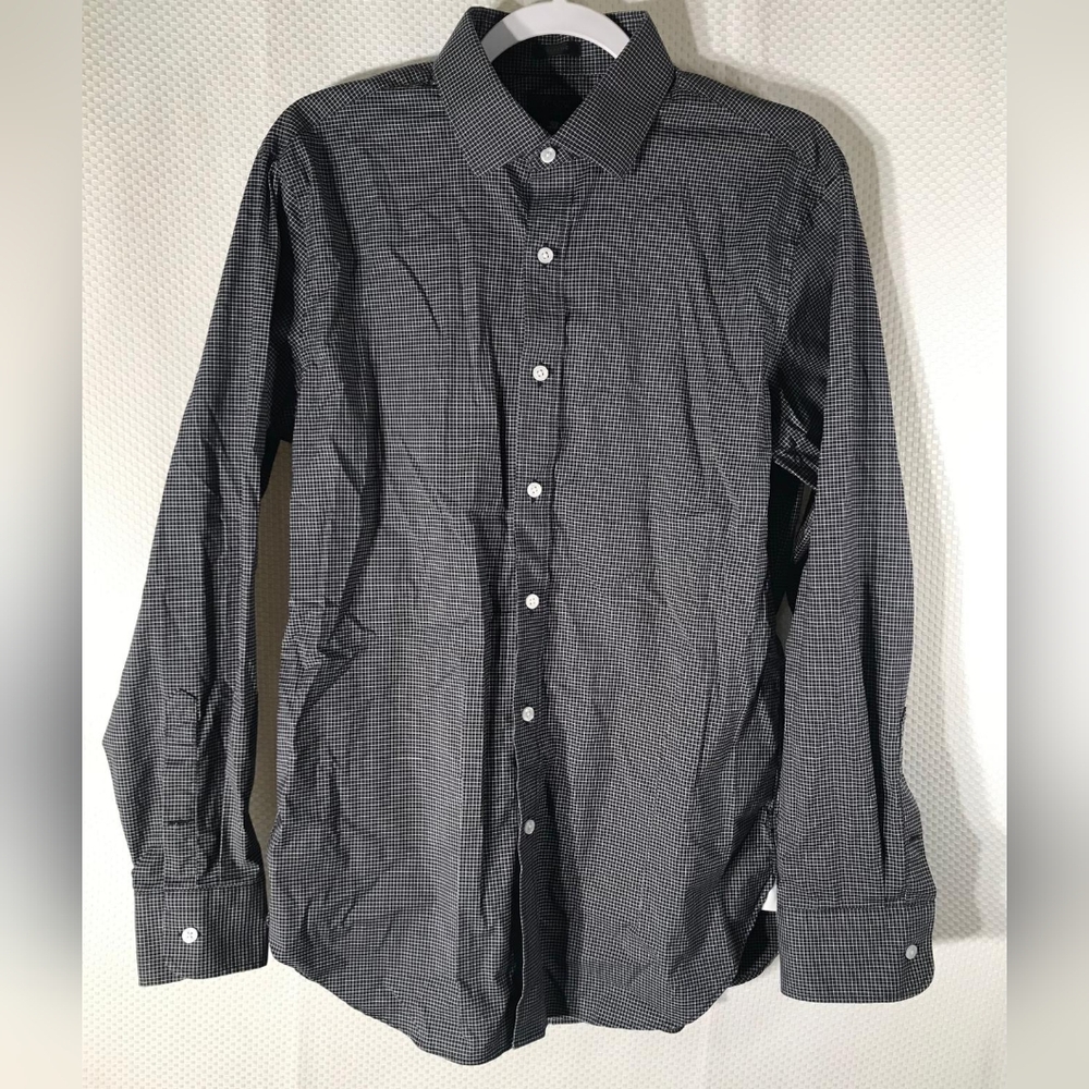 J. Crew Men's  Black and White Checkered Button Down Shirt Zize 15 1/2